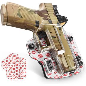 IWB/OWB Convertible Holster for Glock 19/Glock 17, Clear & Kydex Combo Holster Fit: G17/G19/G22/G23/G31/G32/G45, Adjustable Ride Height, Water Transfer Printing, Right Hand