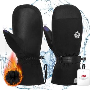 Winter Ski Mittens for Men Women, 3M C100 Insulation Waterproof Touchscreen Skiing Gloves with Whole Anti-Slip PU Palm, Windproof Snowboard Mittens with 6-Layer Fabric, Suitable for All Snowsports