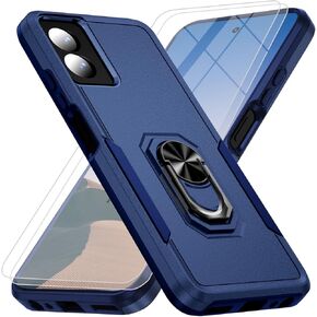 for Motorola Moto G Power 5G 2024 Case (XT2415V) [15 FT Military Grade Drop Protection] with 2X Tempered Glass Screen Protector, Heavy-Duty Shockproof Kickstand Case for Moto G Power 5G 2024 Blue