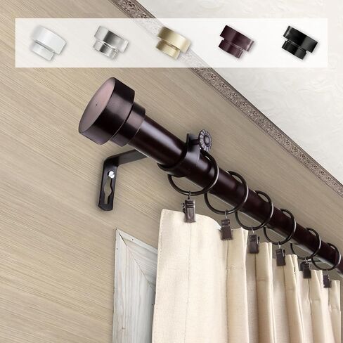 Rod Desyne Bonnet 1" Single Curtain Rod, Bronze in Kuwait
