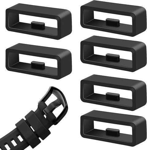 6 Pieces Watch Band Loop,Band Keeper,Watch Band Keeper,Watch Band Loop,22mm Silicone Replacement Watch Band Loop (Black) in Saudi Arabia