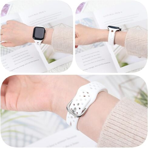 Slim Sport Band Compatible with Apple Watch Band Series 9 8 7 6 5 4 3 2 1/SE, 38/40/41 mm, Women and Men, Soft Silicone Breathable Wristband, Black in Saudi Arabia