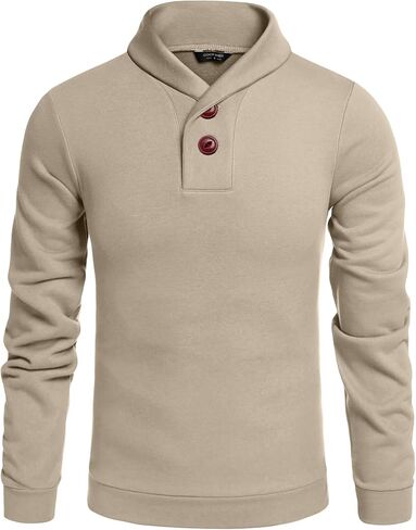 COOFANDY Men's Fashion Shawl Collar Pullover Casual Long Sleeve Knitted Sweater Sweatshirts in Kuwait