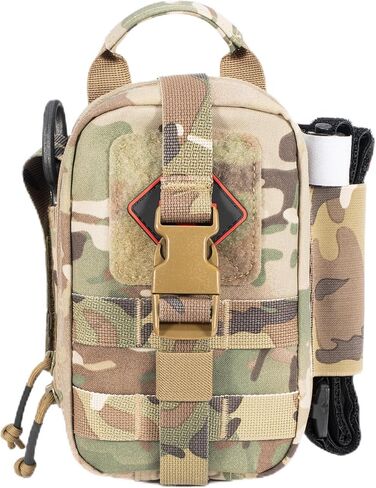 Tactical Rip Away IFAK Pouch Compact First Aid Medical EMT Pouch Emergency Trauma Bag for Home Car Outdoor Military W/ 3 Types Molle Clips/Car Headrest Mount Strap/Carabiner Clip/Med Cross Patch in Saudi Arabia