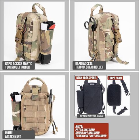 Tactical Rip Away IFAK Pouch Compact First Aid Medical EMT Pouch Emergency Trauma Bag for Home Car Outdoor Military W/ 3 Types Molle Clips/Car Headrest Mount Strap/Carabiner Clip/Med Cross Patch in Saudi Arabia