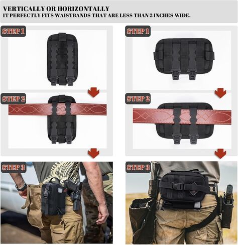 Tactical Rip Away IFAK Pouch Compact First Aid Medical EMT Pouch Emergency Trauma Bag for Home Car Outdoor Military W/ 3 Types Molle Clips/Car Headrest Mount Strap/Carabiner Clip/Med Cross Patch in Saudi Arabia