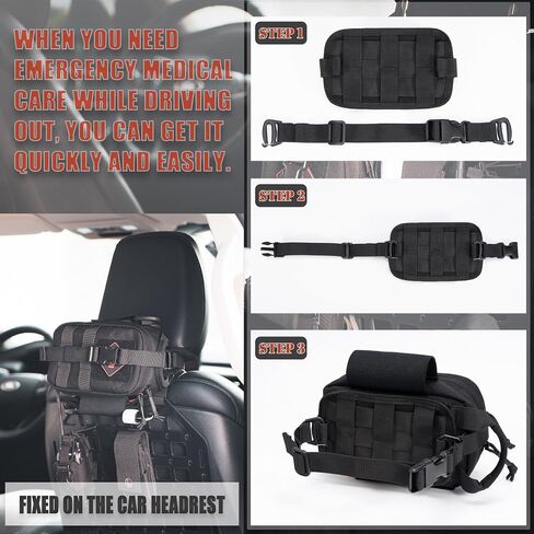 Tactical Rip Away IFAK Pouch Compact First Aid Medical EMT Pouch Emergency Trauma Bag for Home Car Outdoor Military W/ 3 Types Molle Clips/Car Headrest Mount Strap/Carabiner Clip/Med Cross Patch in Saudi Arabia
