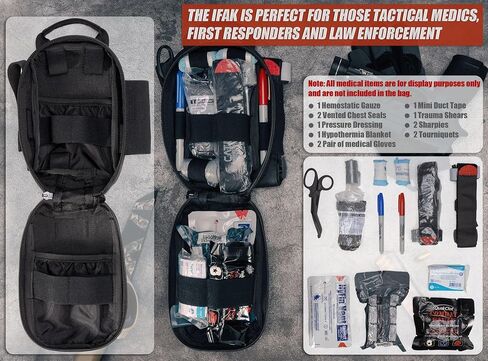 Tactical Rip Away IFAK Pouch Compact First Aid Medical EMT Pouch Emergency Trauma Bag for Home Car Outdoor Military W/ 3 Types Molle Clips/Car Headrest Mount Strap/Carabiner Clip/Med Cross Patch in Saudi Arabia
