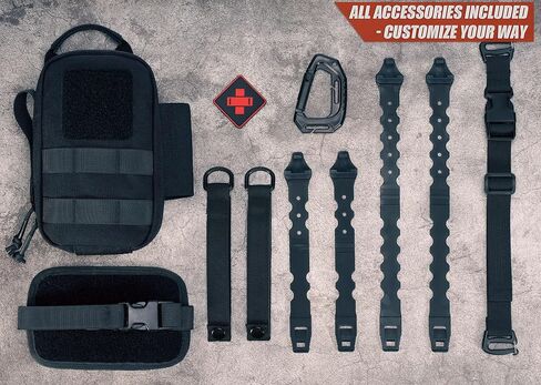 Tactical Rip Away IFAK Pouch Compact First Aid Medical EMT Pouch Emergency Trauma Bag for Home Car Outdoor Military W/ 3 Types Molle Clips/Car Headrest Mount Strap/Carabiner Clip/Med Cross Patch in Saudi Arabia
