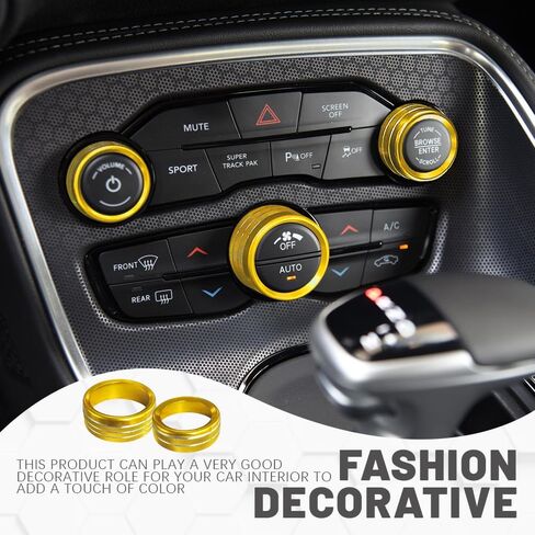 3PCS AC Air Conditioner Switch Button Knob Cover, Radio Volume Control Knob Decals, A/C Decal Trim Rings, Auto Interior Decor Accessories for Challenger Durango 2015-2022 (Black) in Saudi Arabia