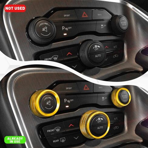 3PCS AC Air Conditioner Switch Button Knob Cover, Radio Volume Control Knob Decals, A/C Decal Trim Rings, Auto Interior Decor Accessories for Challenger Durango 2015-2022 (Black) in Saudi Arabia