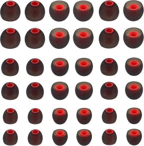 Eartips Compatible with in-Ear Earbuds with Inner Hole 3.8mm-5.0mm, 18 Pairs S/M/L Sizes Soft Silicone Tips Ear Tips Earbuds Tips, Compatible with Most in-Ear Earbuds 18 Pairs Black/Red in Saudi Arabia