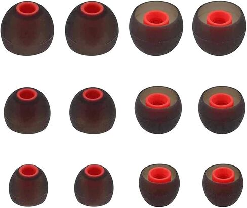 Eartips Compatible with in-Ear Earbuds with Inner Hole 3.8mm-5.0mm, 18 Pairs S/M/L Sizes Soft Silicone Tips Ear Tips Earbuds Tips, Compatible with Most in-Ear Earbuds 18 Pairs Black/Red in Saudi Arabia