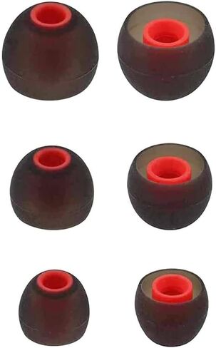 Eartips Compatible with in-Ear Earbuds with Inner Hole 3.8mm-5.0mm, 18 Pairs S/M/L Sizes Soft Silicone Tips Ear Tips Earbuds Tips, Compatible with Most in-Ear Earbuds 18 Pairs Black/Red in Saudi Arabia