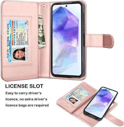 حافظة Njjex Galaxy A35 5G، حافظة محفظة Samsung Galaxy A35 5G، [9 فتحات للبطاقات] حامل بطاقة هوية من جلد البولي يوريثان قابل للفصل [قابل للفصل] غطاء هاتف مغناطيسي وحبل لهاتف Samsung A35 [رخام] in Kuwait