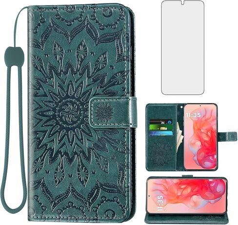 Asuwish Phone Case for Motorola Moto G Stylus 5G 2024 Wallet Cases with Tempered Glass Screen Protector and Sunflower Leather Slim Flip Cover Card Holder Stand Cell Accessories G5 Women Rose Gold in Saudi Arabia