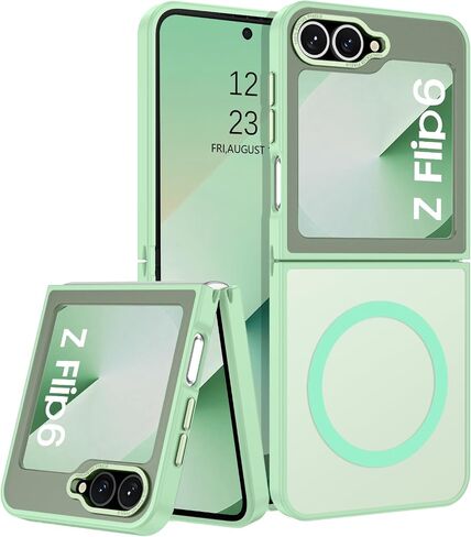 BENTOBEN for Samsung Galaxy Z Flip 6 Magnetic Case, Samsung Z Flip 6 Phone Case Compatible with MagSafe, Translucent Matte Shockproof Anti-Fingerprint Phone Case for Z Flip 6 6.7", Green in Saudi Arabia