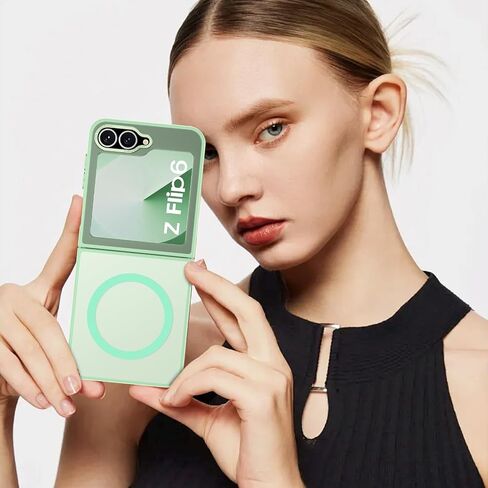 BENTOBEN for Samsung Galaxy Z Flip 6 Magnetic Case, Samsung Z Flip 6 Phone Case Compatible with MagSafe, Translucent Matte Shockproof Anti-Fingerprint Phone Case for Z Flip 6 6.7", Green in Saudi Arabia
