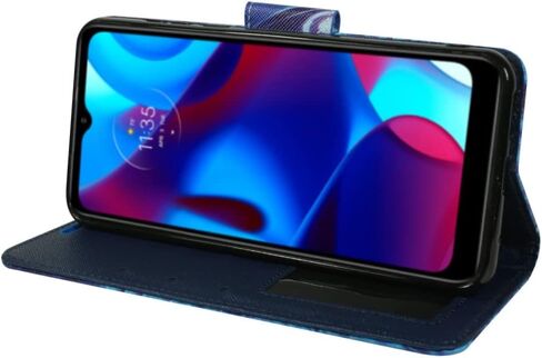 Zase Motorola Moto G Play (2023)/Moto G Pure/Moto G Power (2022) حافظة هاتف محفظة من جلد البولي يوريثان غطاء لطيف مع مسند وفتحة لبطاقة الهوية وحزام معصم وقفل مغناطيسي (زهر الكرز الوردي) in Kuwait