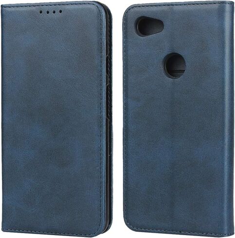 iCoverCase Compatible with Google Pixel 3a Wallet Case with Credit Card Holder, Magnetic Premium PU Leather Kickstand Feature Flip Cover Case (Navy Blue) in Saudi Arabia