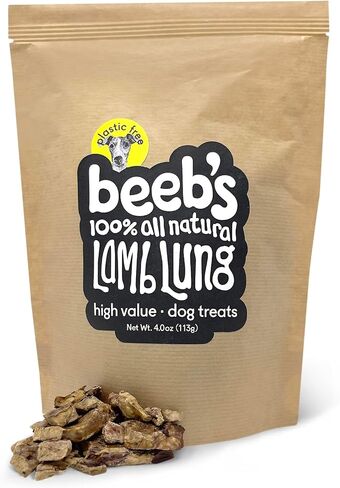 Beeb’s Lamb Lung Dog and Puppy Training Treats • 100% All Natural, Grass-Fed Lamb, Protein Rich, Single Ingredient in Plastic Free Packaging • 4 oz in Saudi Arabia