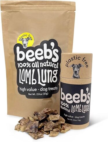 Beeb’s Lamb Lung Dog and Puppy Training Treats • 100% All Natural, Grass-Fed Lamb, Protein Rich, Single Ingredient in Plastic Free Packaging • 4 oz in Saudi Arabia