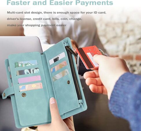 TwoHead for Motorola Moto G 5G 2024 Wallet Case with Card Holder/Detachable Zip Wallet,PU Leather All-Round Protective Magnetic Flip Phone Case Moto G 5G 2024 Case,Blue in Saudi Arabia