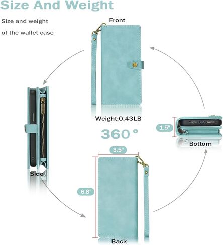 TwoHead for Motorola Moto G 5G 2024 Wallet Case with Card Holder/Detachable Zip Wallet,PU Leather All-Round Protective Magnetic Flip Phone Case Moto G 5G 2024 Case,Blue in Saudi Arabia