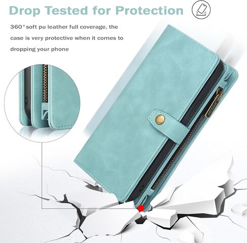 TwoHead for Motorola Moto G 5G 2024 Wallet Case with Card Holder/Detachable Zip Wallet,PU Leather All-Round Protective Magnetic Flip Phone Case Moto G 5G 2024 Case,Blue in Saudi Arabia