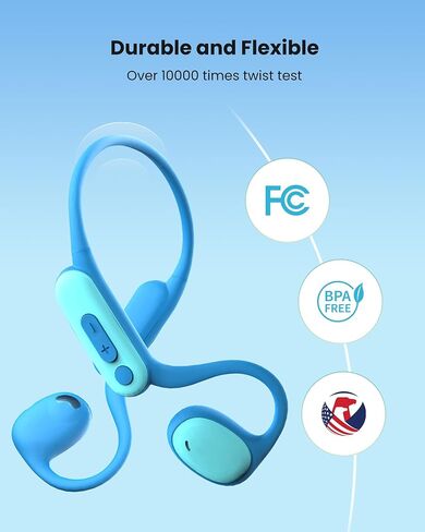 Kids Bluetooth Headphones Open Ear Air Conduction,70/85/94dB Volume Control Ultra-Light Wireless Sport Kids Earbuds for Children Travel/Running/Cycling in Saudi Arabia