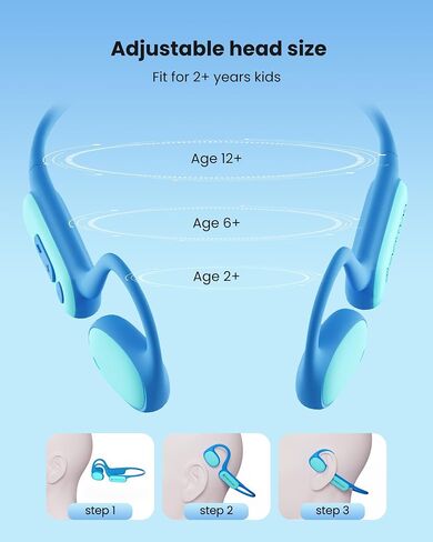 Kids Bluetooth Headphones Open Ear Air Conduction,70/85/94dB Volume Control Ultra-Light Wireless Sport Kids Earbuds for Children Travel/Running/Cycling in Saudi Arabia