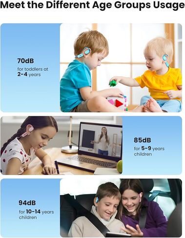 Kids Bluetooth Headphones Open Ear Air Conduction,70/85/94dB Volume Control Ultra-Light Wireless Sport Kids Earbuds for Children Travel/Running/Cycling in Saudi Arabia