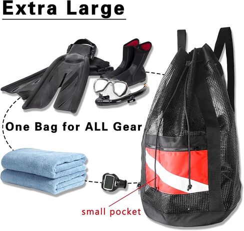 Luwint Heavy Duty Mesh Large Dive Duffle Bag, Pro Diving Gear Bag for Scuba Diving, Snorkeling, Travel Mesh Tote Bag for Diving, Snorkel, Beach, Pool Trip, Swimming, Water Sports Dive Equipment in Saudi Arabia