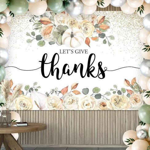 Mocsicka Let's Give Thanksgiving خلفية حفلة عيد الشكر السعيدة خلفية بوهو الأزهار القرع الأصدقاء زينة الحفلات راية صور استوديو الدعائم (7 × 5 قدم) in Saudi Arabia