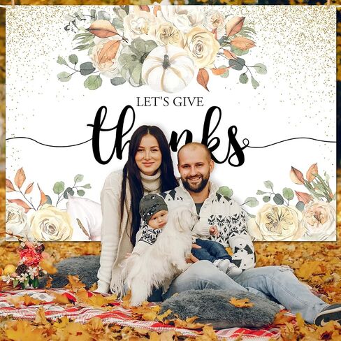 Mocsicka Let's Give Thanksgiving خلفية حفلة عيد الشكر السعيدة خلفية بوهو الأزهار القرع الأصدقاء زينة الحفلات راية صور استوديو الدعائم (7 × 5 قدم) in Saudi Arabia