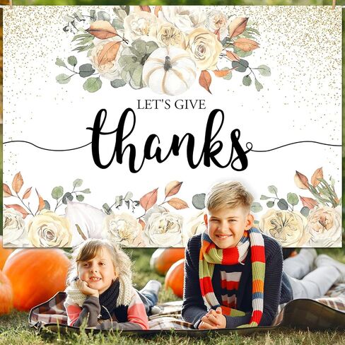 Mocsicka Let's Give Thanksgiving خلفية حفلة عيد الشكر السعيدة خلفية بوهو الأزهار القرع الأصدقاء زينة الحفلات راية صور استوديو الدعائم (7 × 5 قدم) in Saudi Arabia