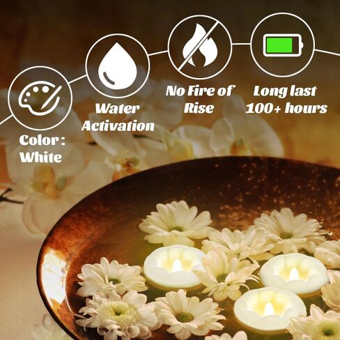 3"White Flameless Led Floating Candles, Plastic Battery Operated Flickering Waterproof Tealights Long Lasting 200H+ for Cylinder Vases, Centerpieces at Wedding, Party, Pool, Holiday (6pack) in Saudi Arabia