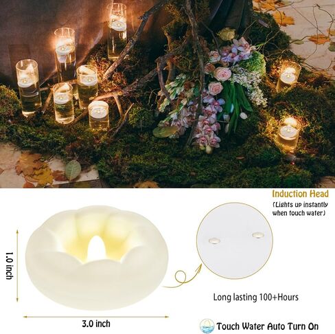 3"White Flameless Led Floating Candles, Plastic Battery Operated Flickering Waterproof Tealights Long Lasting 200H+ for Cylinder Vases, Centerpieces at Wedding, Party, Pool, Holiday (6pack) in Saudi Arabia