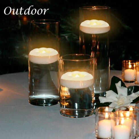 3"White Flameless Led Floating Candles, Plastic Battery Operated Flickering Waterproof Tealights Long Lasting 200H+ for Cylinder Vases, Centerpieces at Wedding, Party, Pool, Holiday (6pack) in Saudi Arabia