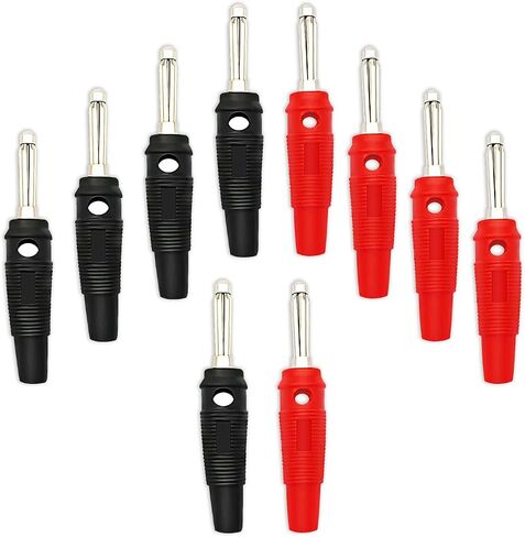V TELESKY 10PCS 2 Colors 4mm Welded Banana Plug, Superimposable Connector Test Plug， DIY Banana Plug Connectors Adapters in Saudi Arabia