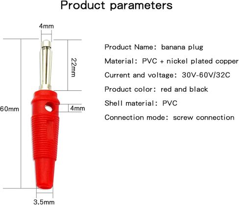 V TELESKY 10PCS 2 Colors 4mm Welded Banana Plug, Superimposable Connector Test Plug， DIY Banana Plug Connectors Adapters in Saudi Arabia