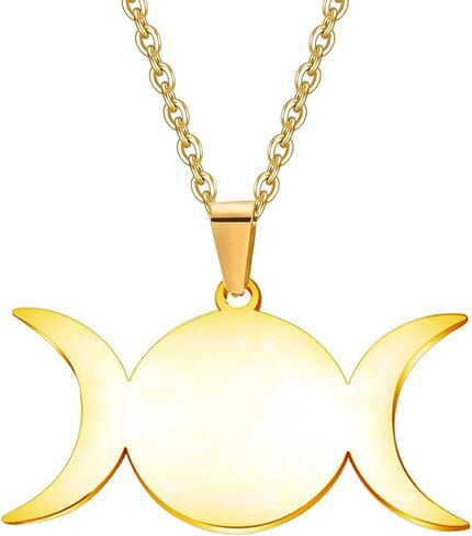 Triple Moon Goddess Symbol Pendant Necklace 18" 3 Tone in Saudi Arabia