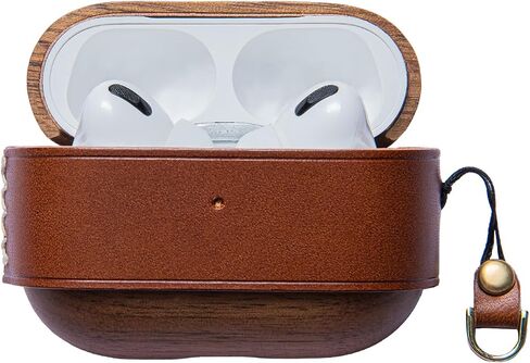 غطاء حافظة جلدي خشبي لجهاز Airpods Pro الجيل الثاني مصنوع يدويًا من الجلد 2022 مصمم يدويًا باللون البني من الجلد الإيطالي الأصلي متوافق مع حافظة iPod Pro ذات الطراز القديم للنساء والرجال (بني) in Saudi Arabia
