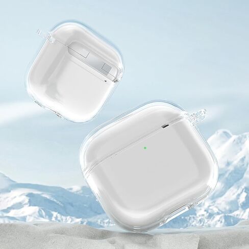 تصميم حافظة رائع لحافظة Airpods، ملحقات AirPods، غطاء مقاوم للصدمات، غطاء صلب واقٍ محمول لهاتف Apple Airpods 4 (2024 (مصباح LED أمامي مرئي) - شفاف شفاف (#02) in Kuwait