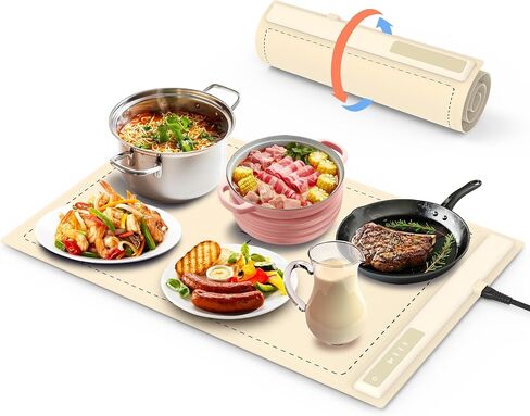 Electric Warming Tray - 3 Modes &Full Surface Heating,Rollable & Portable,Premium Silicone Nano-Material,3 Temperature Settings,Auto Shut-Off -Versatile Food Warmer for Gatherings,Parties,Everyday Use in Saudi Arabia