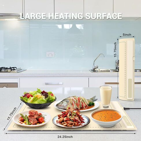 Electric Warming Tray - 3 Modes &Full Surface Heating,Rollable & Portable,Premium Silicone Nano-Material,3 Temperature Settings,Auto Shut-Off -Versatile Food Warmer for Gatherings,Parties,Everyday Use in Saudi Arabia