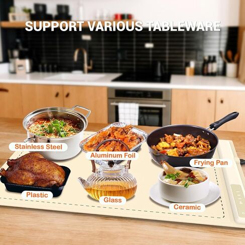 Electric Warming Tray - 3 Modes &Full Surface Heating,Rollable & Portable,Premium Silicone Nano-Material,3 Temperature Settings,Auto Shut-Off -Versatile Food Warmer for Gatherings,Parties,Everyday Use in Saudi Arabia