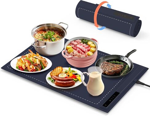 Electric Warming Tray - 3 Modes &Full Surface Heating,Rollable & Portable,Premium Silicone Nano-Material,3 Temperature Settings,Auto Shut-Off -Versatile Food Warmer for Gatherings,Parties,Everyday Use in Saudi Arabia