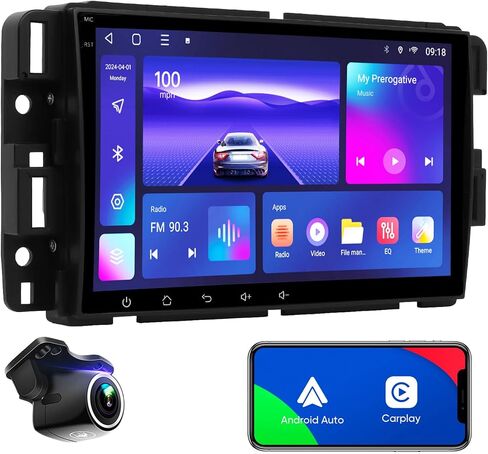 8 inch Car Stereo Radio for Chevrolet Chevy Silverado/GMC Sierra Yukon/Buick Enclave Android 12 Auto Carplay 8Core QLED Touch Screen Radio GPS Navigation Voice Control Wireless Mirroring HD CAM(4+64G) in Saudi Arabia