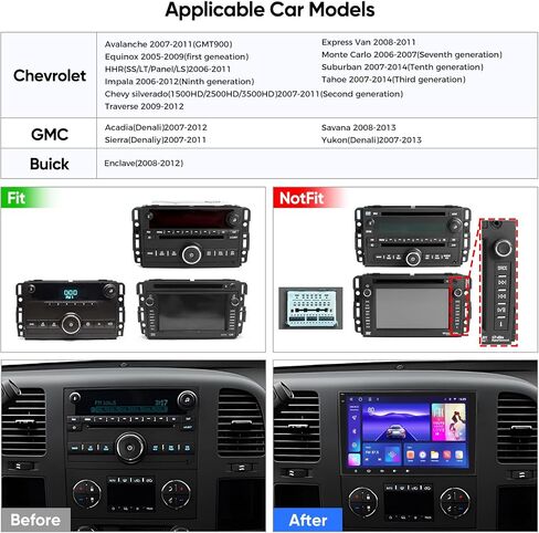 8 inch Car Stereo Radio for Chevrolet Chevy Silverado/GMC Sierra Yukon/Buick Enclave Android 12 Auto Carplay 8Core QLED Touch Screen Radio GPS Navigation Voice Control Wireless Mirroring HD CAM(4+64G) in Saudi Arabia